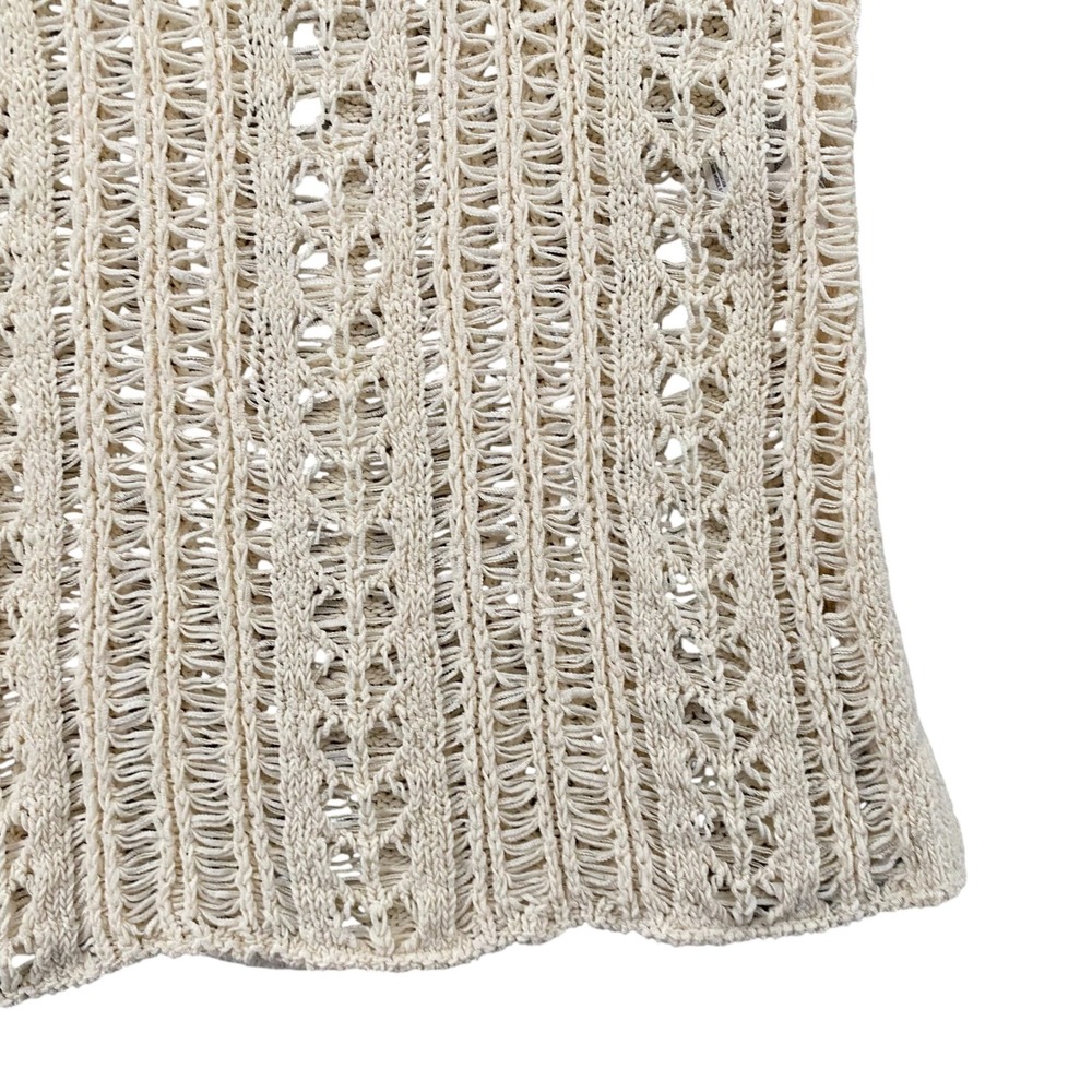 American Eagle Women Cream Open Knit Sleeveless Tank Top Boho Crochet Small - Picture 7 of 11